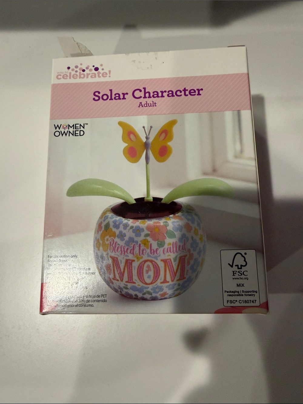 Celebrate! Solar Butterfly Planter - Pink Floral "Blessed to be called MOM"